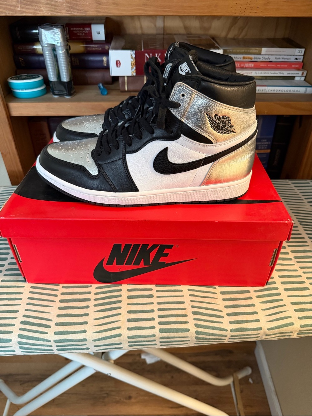 Jordan Men's High Top Sneakers - Black and Silver - Picture 4 of 13